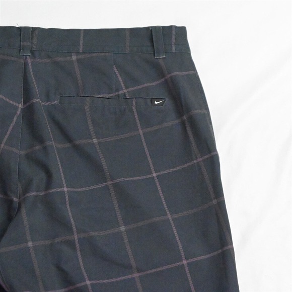 Nike 32 x 10" 725700 Black Print Plaid Dri Fit Flat Front Golf Shorts - Picture 5 of 7